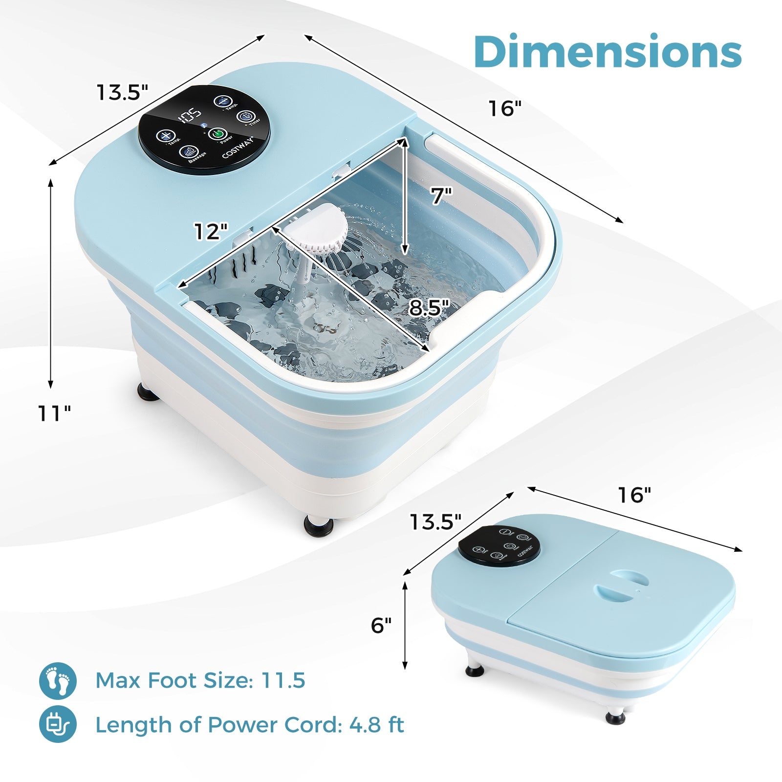 Collapsible Foot Spa Massager Foot Bath Tub with Heat Shower and Timer, Blue Foot Massager at Gallery Canada