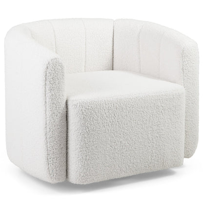 Modern Upholstered Sherpa Accent Chair with Curved Backrest and Armrests, White Sofas & Loveseats White at Gallery Canada