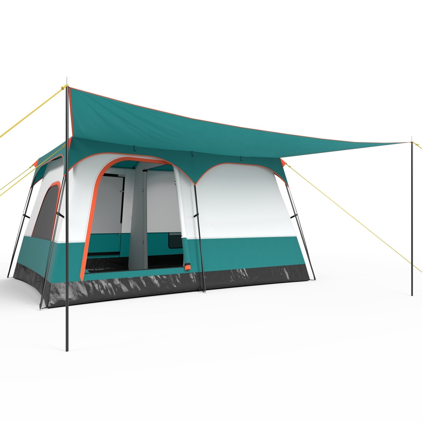 6-8 Person Camping Tent with Double Rooms and 2 Doors, Green Tents Green at Gallery Canada