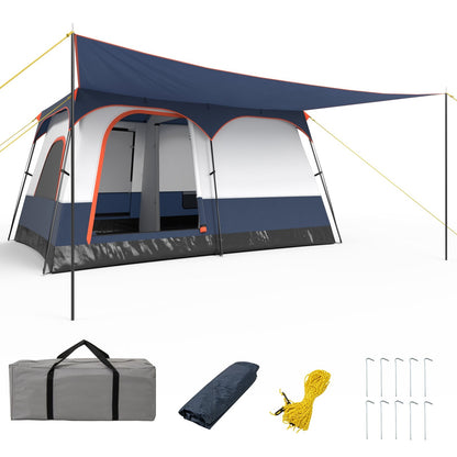 6-8 Person Camping Tent with Double Rooms and 2 Doors, Navy Tents at Gallery Canada