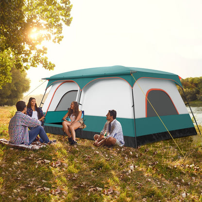 8-10 Person Camping Tent with Double Rooms and 2 Doors, Green Tents at Gallery Canada