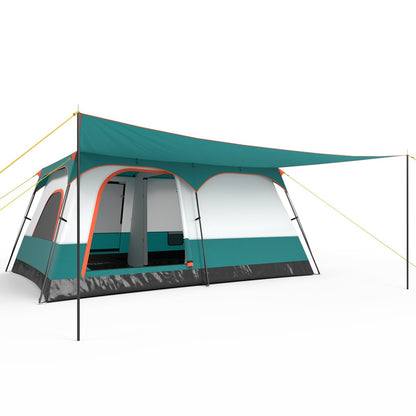 8-10 Person Camping Tent with Double Rooms and 2 Doors, Green Tents Green at Gallery Canada