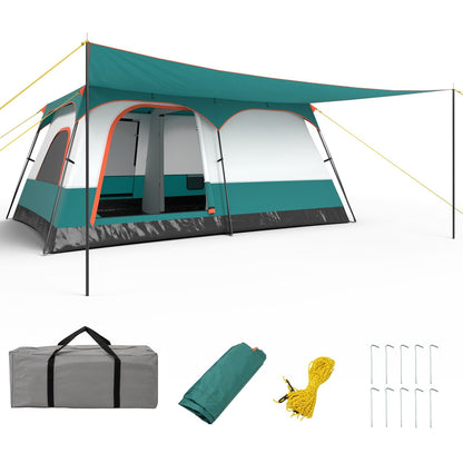 8-10 Person Camping Tent with Double Rooms and 2 Doors, Green Tents at Gallery Canada