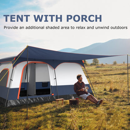 8-10 Person Camping Tent with Double Rooms and 2 Doors, Navy Tents at Gallery Canada