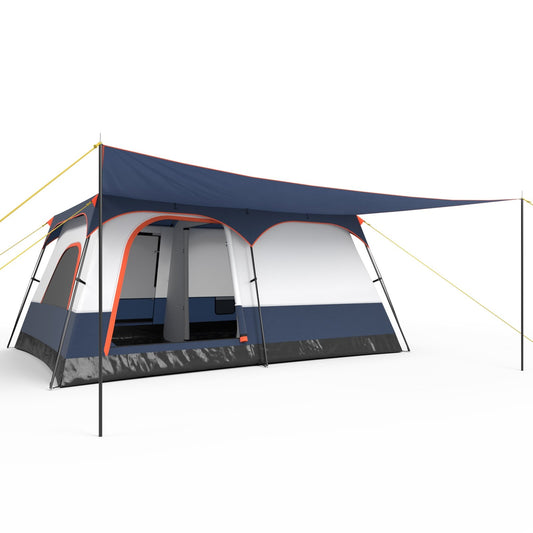 8-10 Person Camping Tent with Double Rooms and 2 Doors, Navy Tents Navy at Gallery Canada