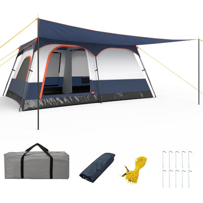 8-10 Person Camping Tent with Double Rooms and 2 Doors, Navy Tents at Gallery Canada