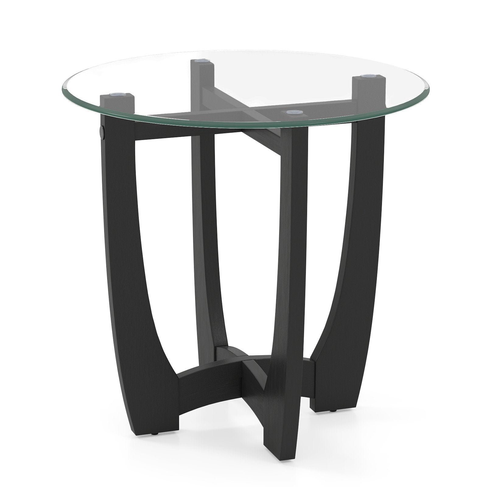 23.5 Inch Round End Side Table with Tempered Glass Tabletop, Black End & Side Tables Black at Gallery Canada