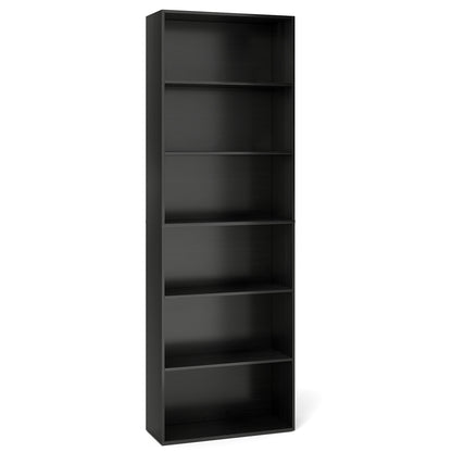 6-Tier Bookcase with 6 Open Shelves and Anti-Toppling Kits, Black Bookcases Black at Gallery Canada