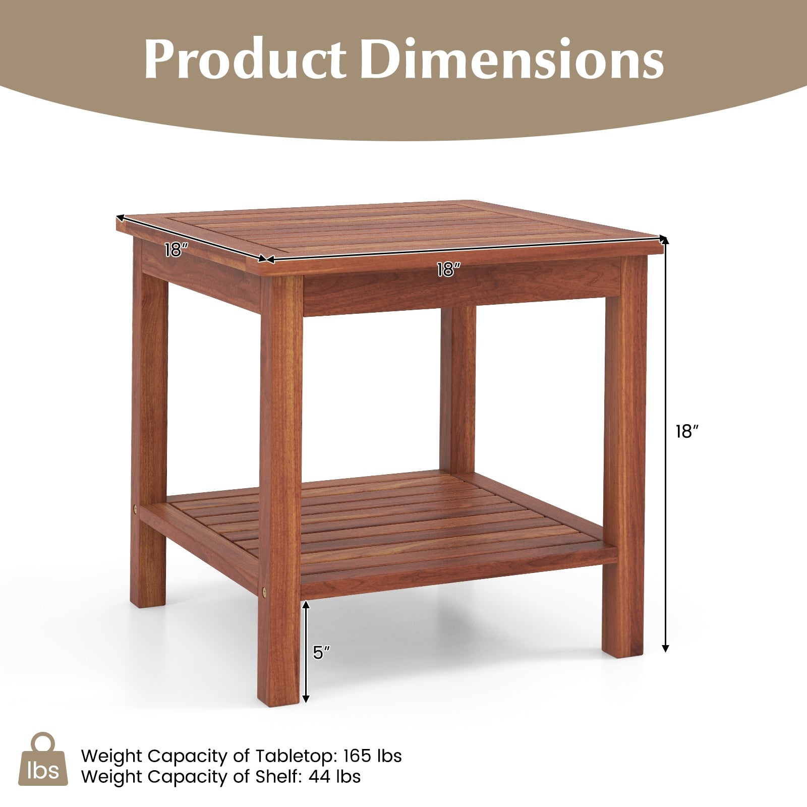 Set of 2 Double-Tier Acacia Wood Patio Side Table with Slatted Tabletop and Shelf, Natural Patio Coffee Tables at Gallery Canada