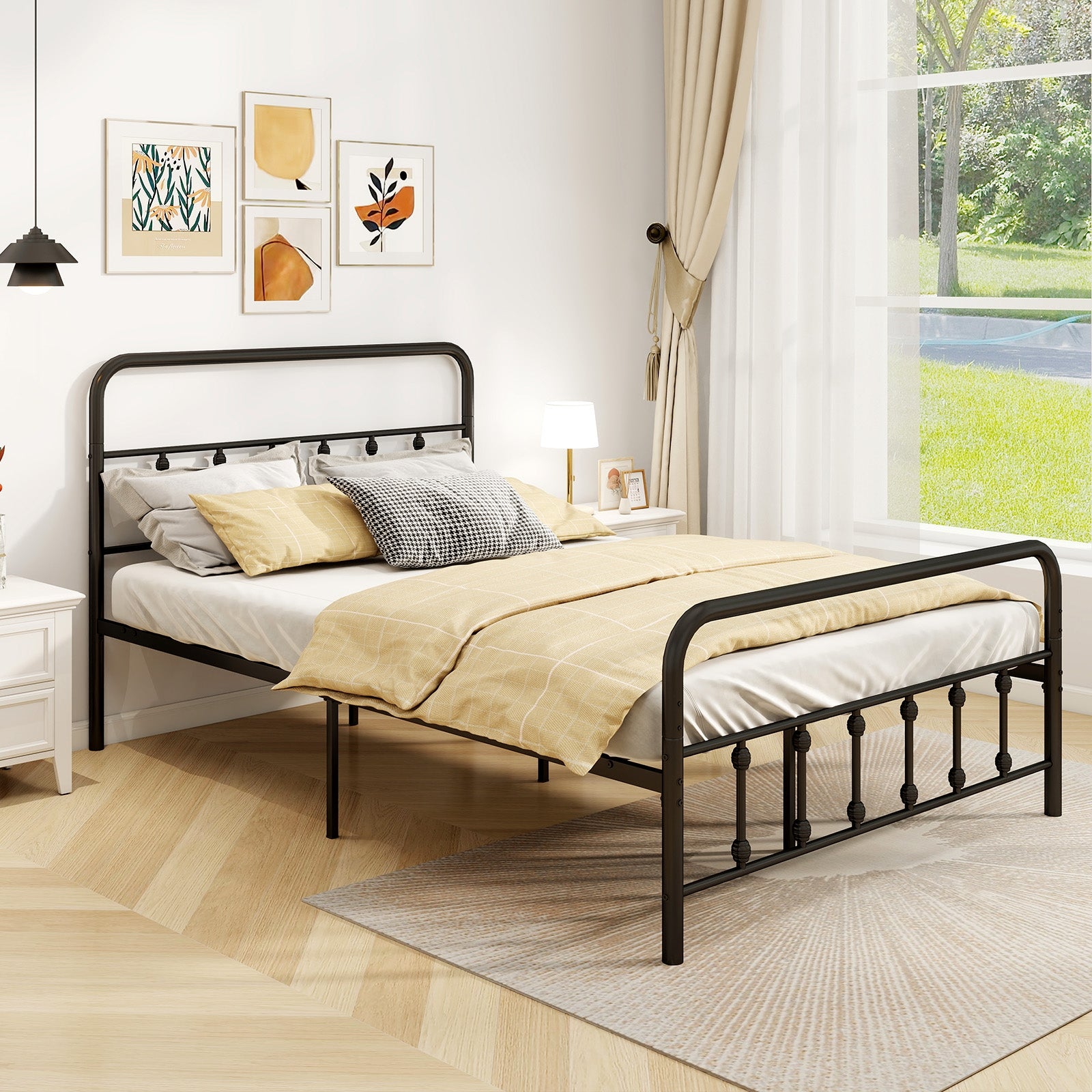 Bed Frame with Headboard and Under Bed Storage Black-Full Size Simple Bed Frame at Gallery Canada