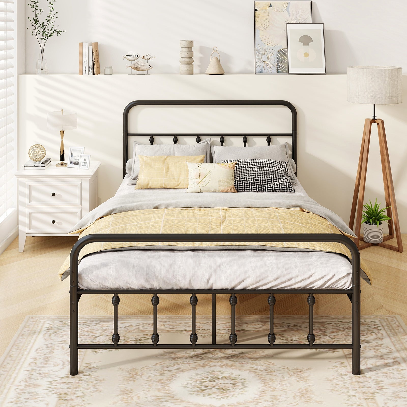 Bed Frame with Headboard and Under Bed Storage Black-Full Size Simple Bed Frame at Gallery Canada