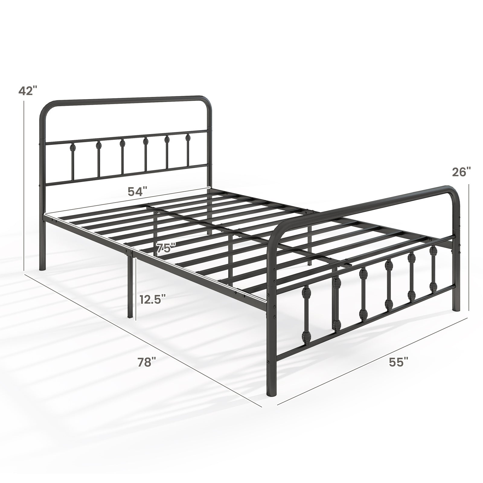 Bed Frame with Headboard and Under Bed Storage Black-Full Size Simple Bed Frame at Gallery Canada