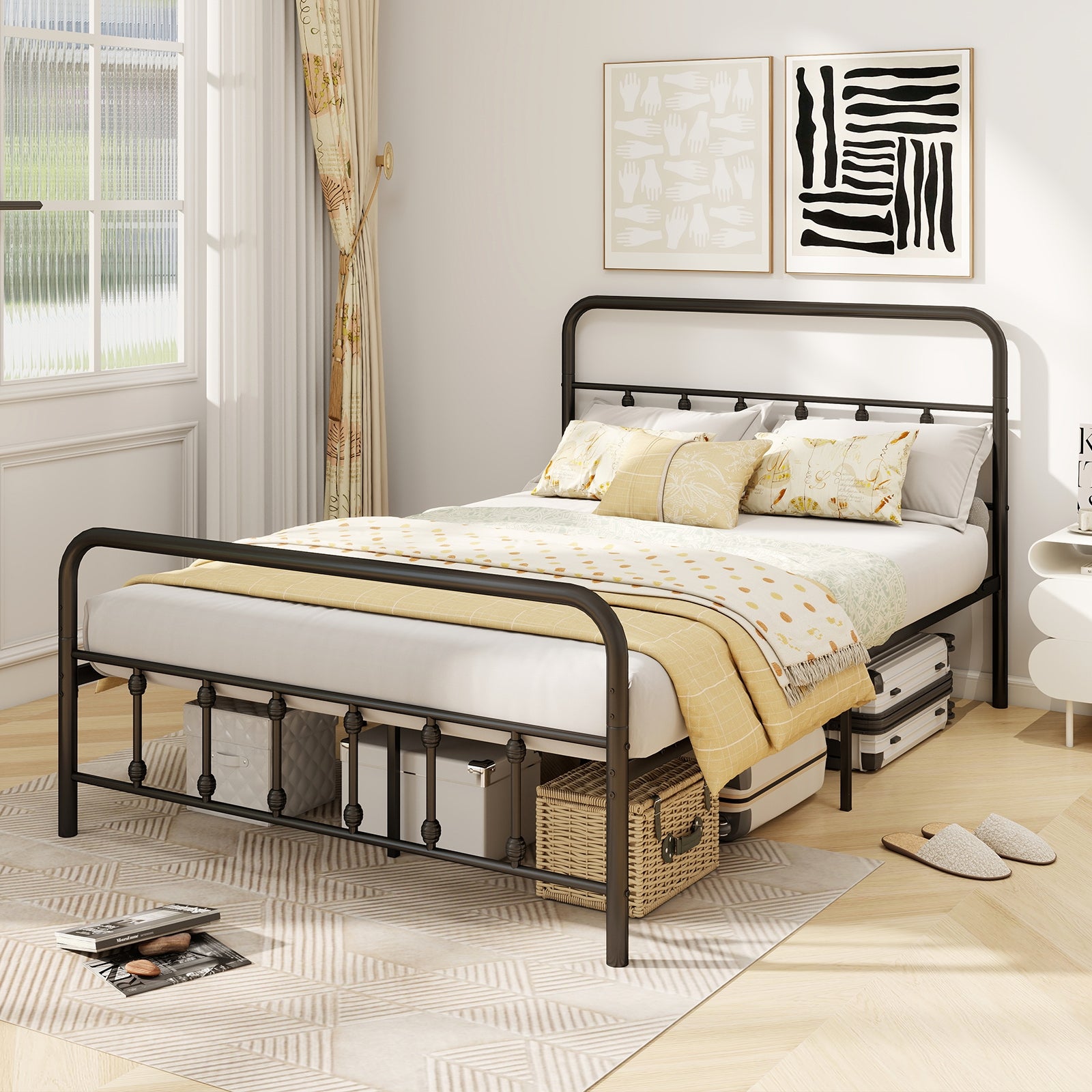 Bed Frame with Headboard and Under Bed Storage Black-Full Size Simple Bed Frame at Gallery Canada