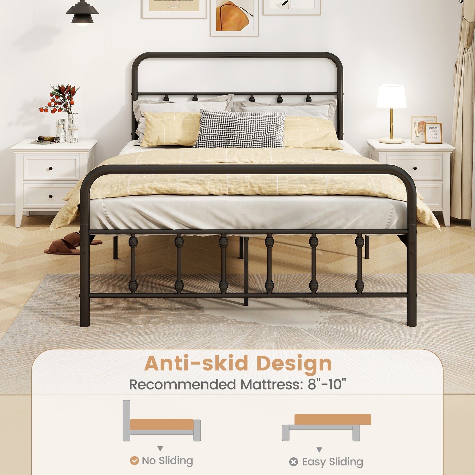 Bed Frame with Headboard and Under Bed Storage Black-Full Size Simple Bed Frame at Gallery Canada