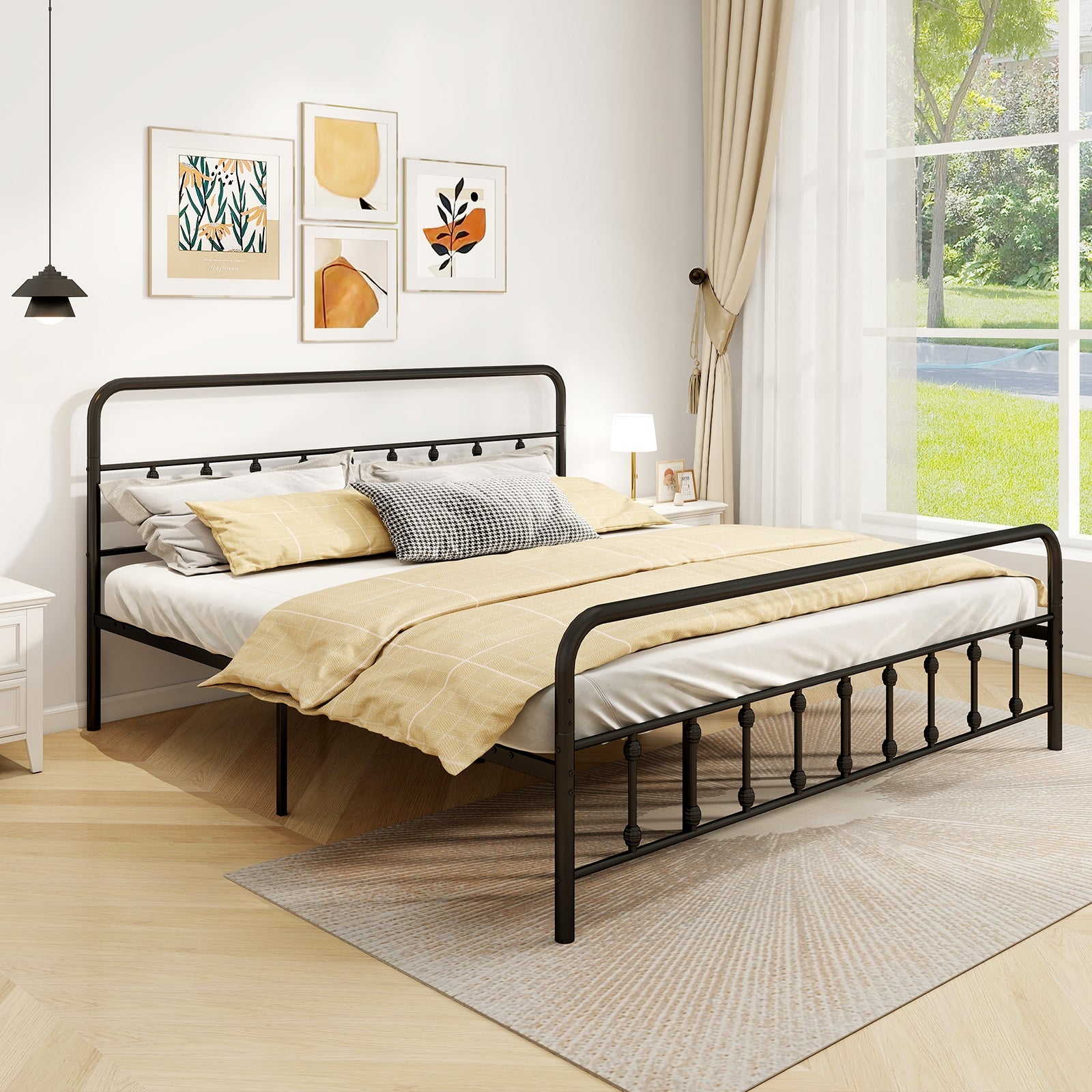 Bed Frame with Headboard and Under Bed Storage Black-King Size, Black Simple Bed Frame at Gallery Canada