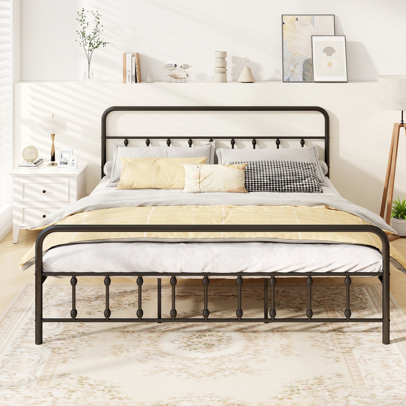Bed Frame with Headboard and Under Bed Storage Black-King Size, Black Simple Bed Frame at Gallery Canada