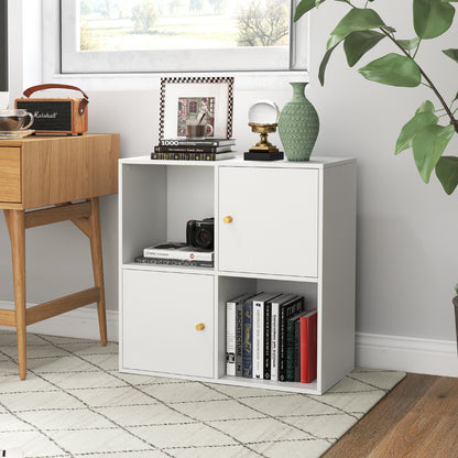 4-Cube Bookcase 3-Tier Bookshelf with Dual Anti-Tipping Kits and 2 Cabinets, White Bookcases at Gallery Canada