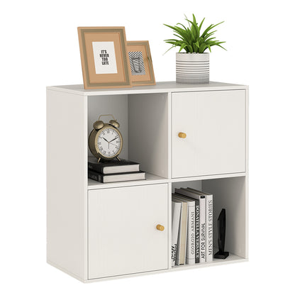 4-Cube Bookcase 3-Tier Bookshelf with Dual Anti-Tipping Kits and 2 Cabinets, White Bookcases White at Gallery Canada