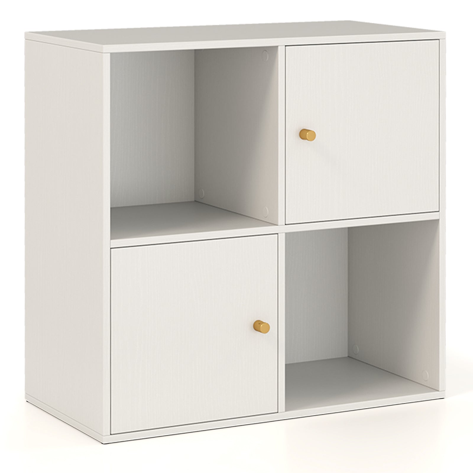 4-Cube Bookcase 3-Tier Bookshelf with Dual Anti-Tipping Kits and 2 Cabinets, White Bookcases at Gallery Canada