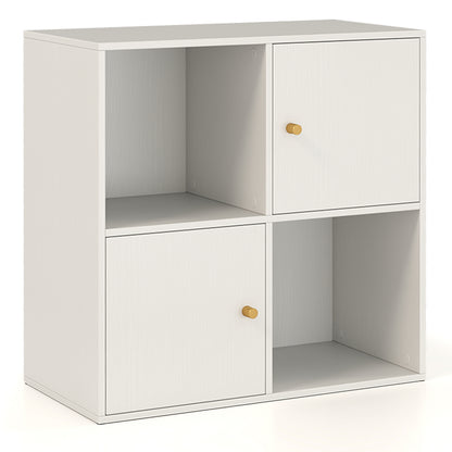 4-Cube Bookcase 3-Tier Bookshelf with Dual Anti-Tipping Kits and 2 Cabinets, White Bookcases at Gallery Canada