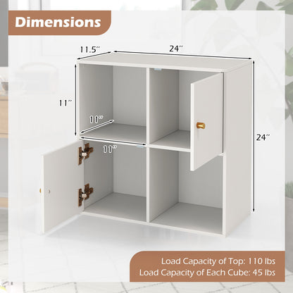 4-Cube Bookcase 3-Tier Bookshelf with Dual Anti-Tipping Kits and 2 Cabinets, White Bookcases at Gallery Canada