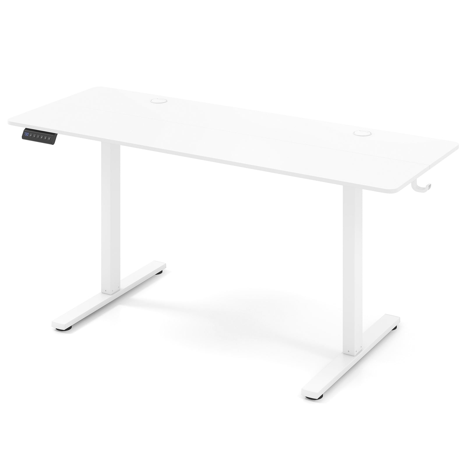 Electric Standing Desk with 3 Memory Heights and 2 Hanging Hooks and Cable Holes, White Standing Desks White at Gallery Canada