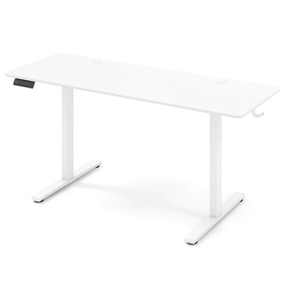 Electric Standing Desk with 3 Memory Heights and 2 Hanging Hooks and Cable Holes, White Standing Desks White at Gallery Canada