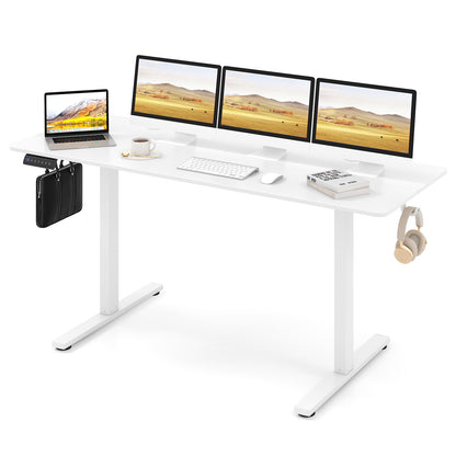 Electric Standing Desk with 3 Memory Heights and 2 Hanging Hooks and Cable Holes, White Standing Desks at Gallery Canada