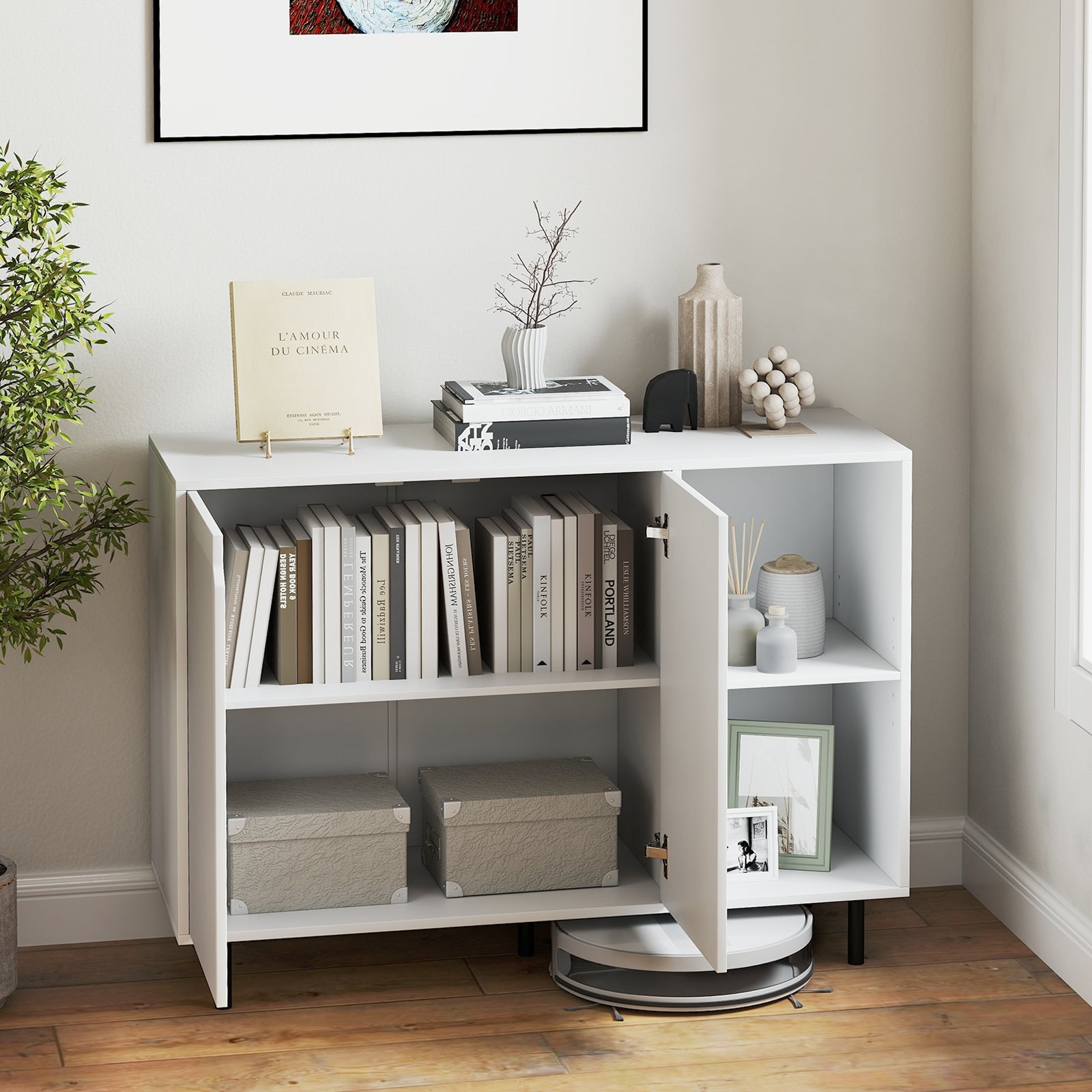 42 Inch Sideboard Buffet Cabinet Kitchen with Adjustable Shelves, White Sideboards Cabinets & Buffets at Gallery Canada