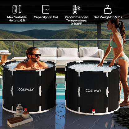 66 Gal Foldable Ice Bath Tub with Lid for Adult, Black & White Spa & Salon at Gallery Canada