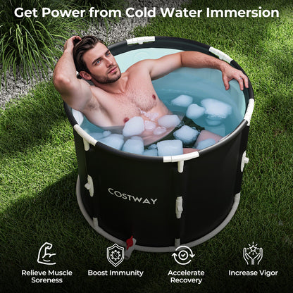 66 Gal Foldable Ice Bath Tub with Lid for Adult, Black & White Spa & Salon at Gallery Canada