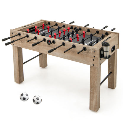 54 Inches Full Size Foosball Table with Legs 2 Balls and 2 Foldable Cup Holders for Kids Teens Adults, Natural Game Room Natural at Gallery Canada