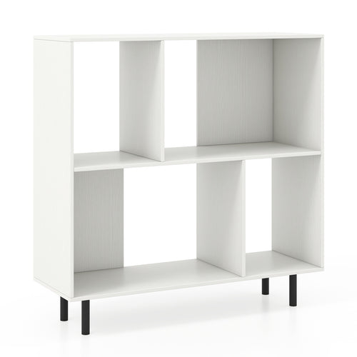 Open Shelf Bookcase with 4 Compartments, White