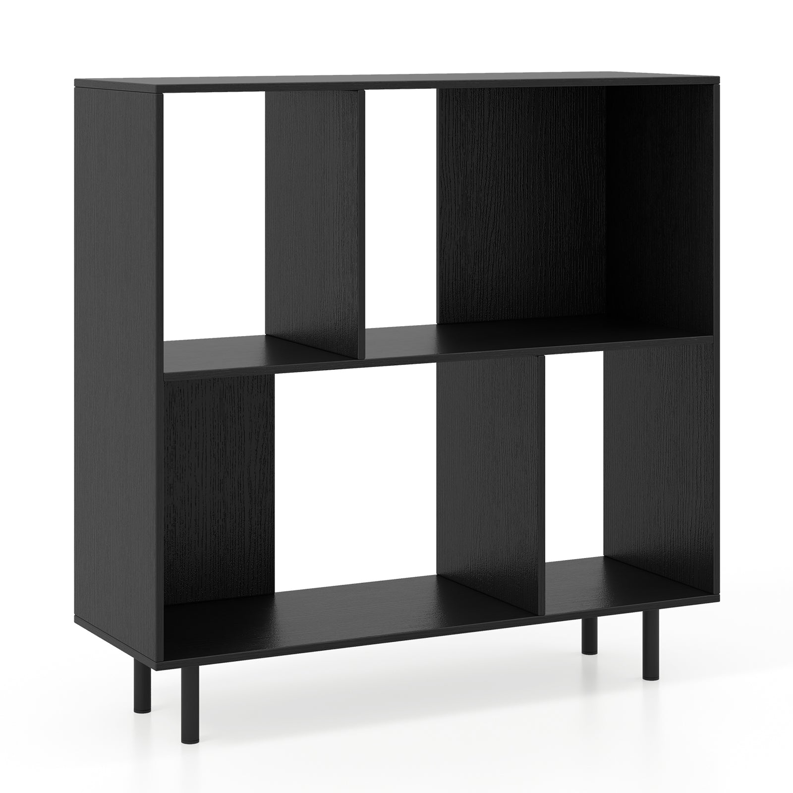 Open Shelf Bookcase with 4 Compartments, Black Bookcases Black at Gallery Canada