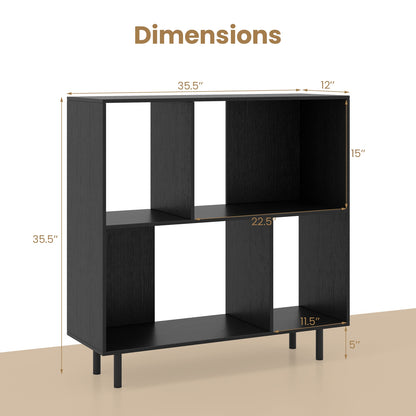 Open Shelf Bookcase with 4 Compartments, Black Bookcases at Gallery Canada