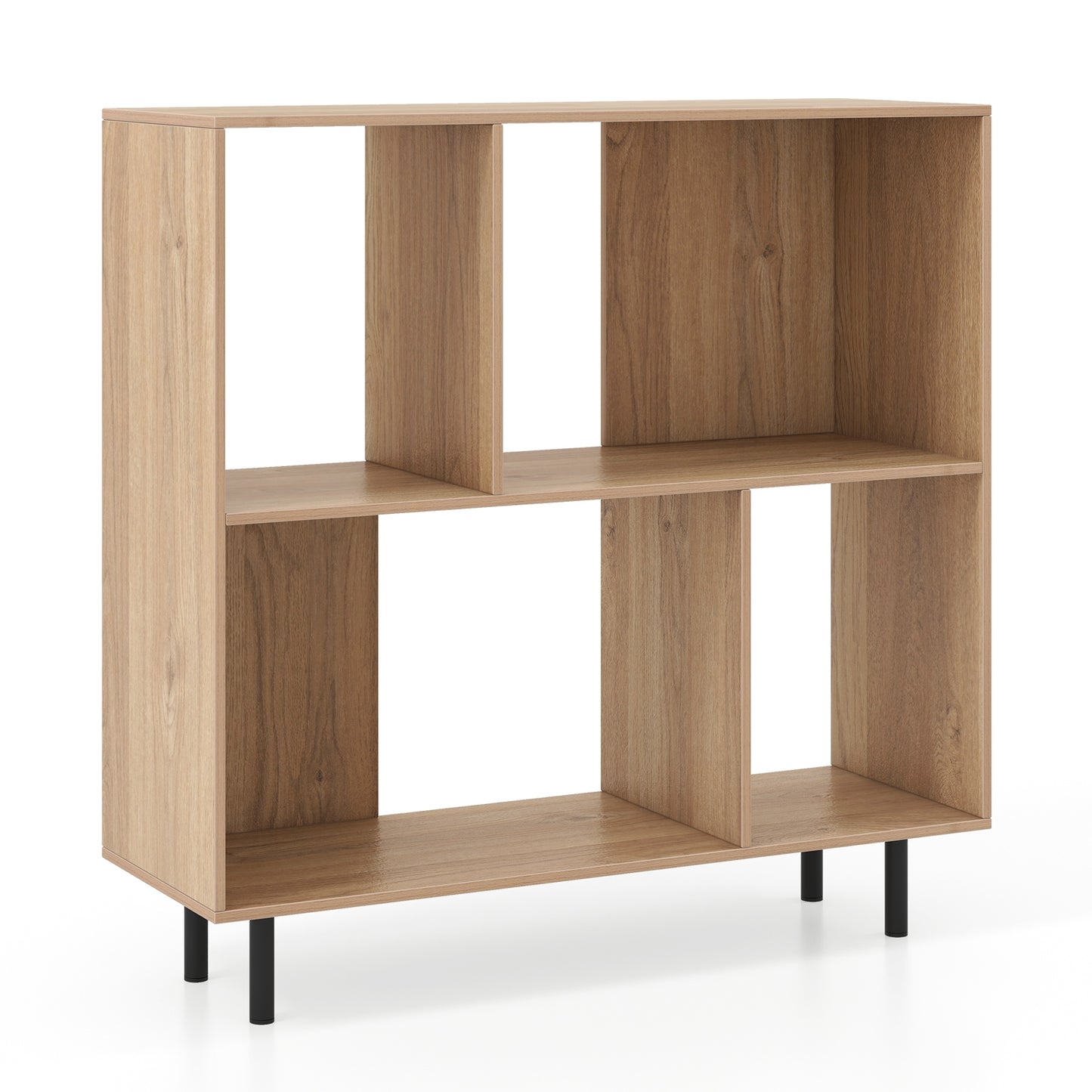 Open Shelf Bookcase with 4 Compartments, Natural Bookcases Natural at Gallery Canada