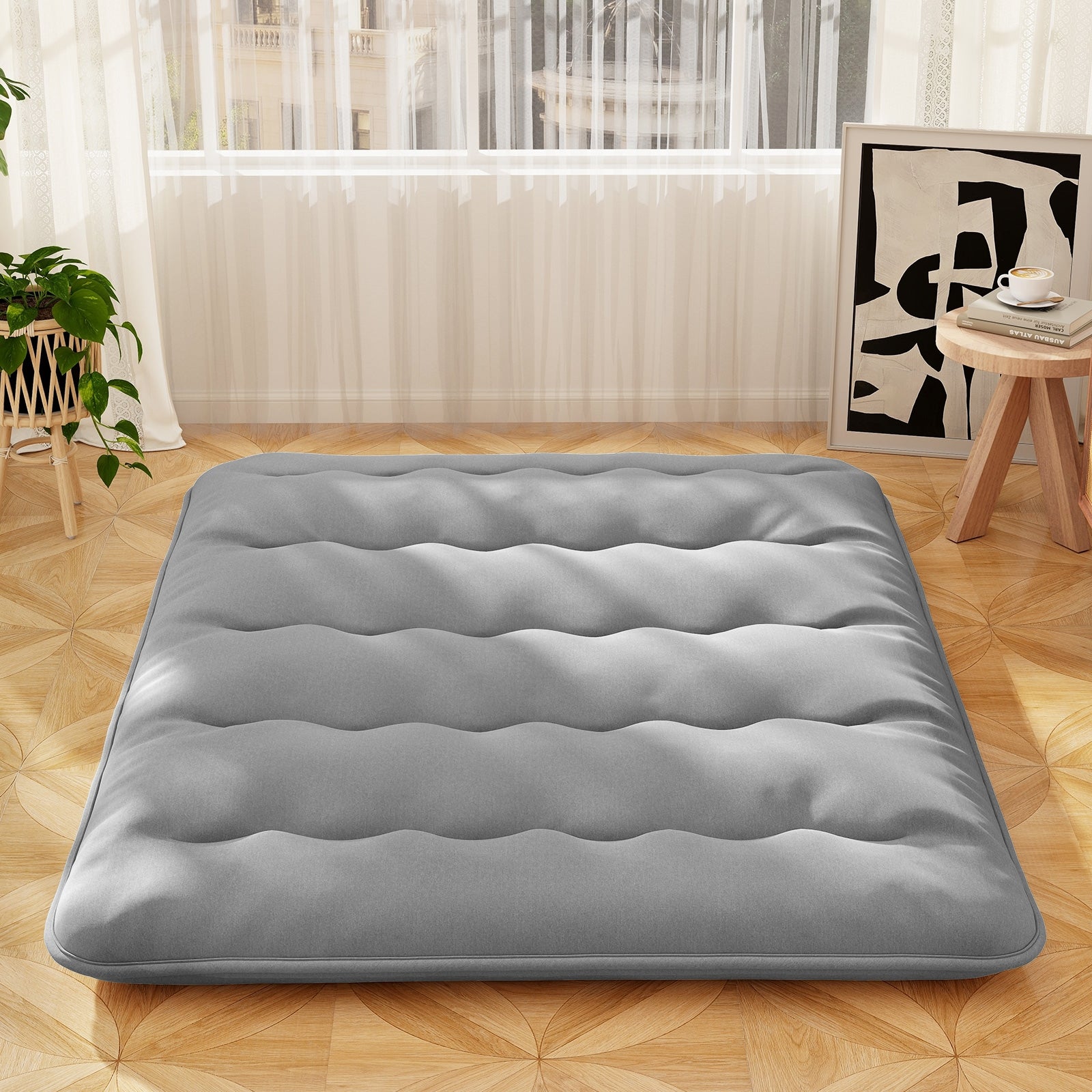 Futon Mattress with Washable Cover and Carry Bag-Queen Size, Gray Mattresses   at Gallery Canada