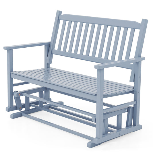 2 Seats Outdoor Glider Bench with Armrests and Slatted Seat, Gray Patio Rocking Chairs & Gliders Gray at Gallery Canada