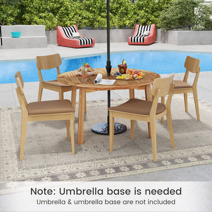 53 Inch Outdoor Acacia Wood Dining Table for 4-6 People, Natural Patio Dining Tables at Gallery Canada