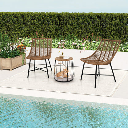 3 Piece Outdoor Furniture Set with Pet Housefor Patio Yard, Brown Patio Conversation Sets at Gallery Canada