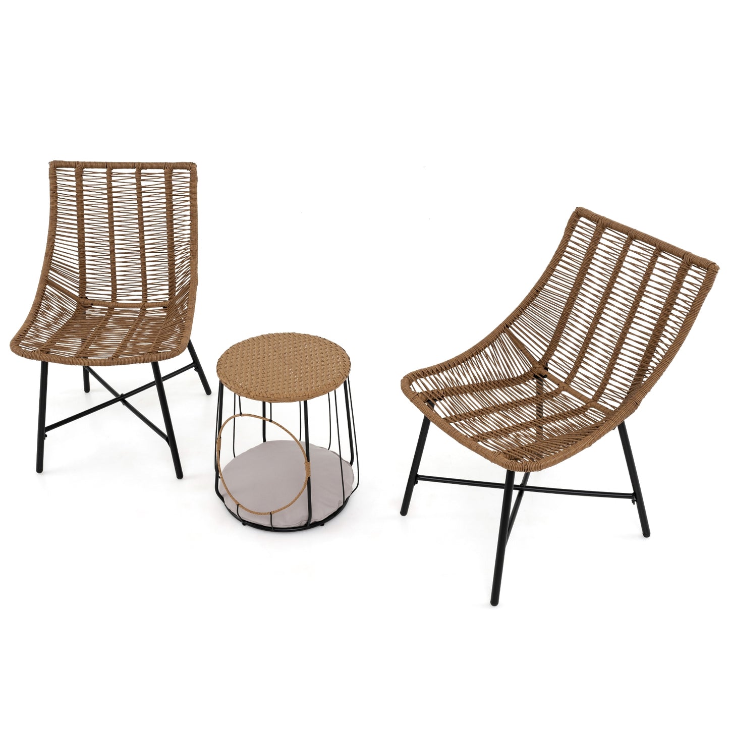 3 Piece Outdoor Furniture Set with Pet Housefor Patio Yard, Brown Patio Conversation Sets Brown at Gallery Canada