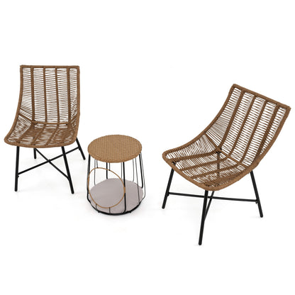 3 Piece Outdoor Furniture Set with Pet Housefor Patio Yard, Brown Patio Conversation Sets Brown at Gallery Canada