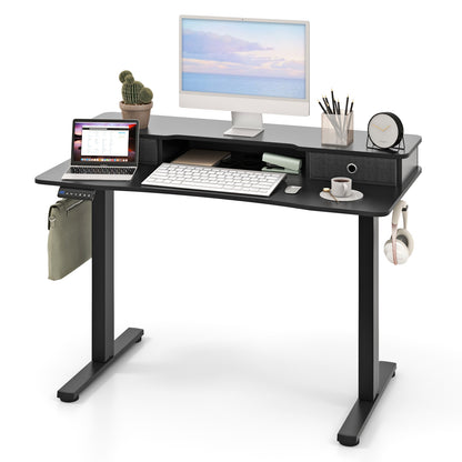 48 Inch x 24 Inch Height Adjustable Electric Standing Desk with 2 Drawers, Black Standing Desks Black at Gallery Canada