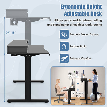 48 Inch x 24 Inch Height Adjustable Electric Standing Desk with 2 Drawers, Black Standing Desks at Gallery Canada