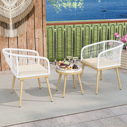 3 Pieces Outdoor Bistro PE Wicker Conversation Furniture Set, White Patio Conversation Sets at Gallery Canada