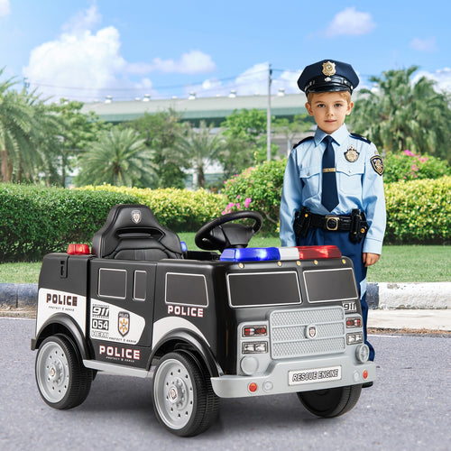 12V Battery Powered Electric Vehicle with 3 Speeds and Megaphone, Black
