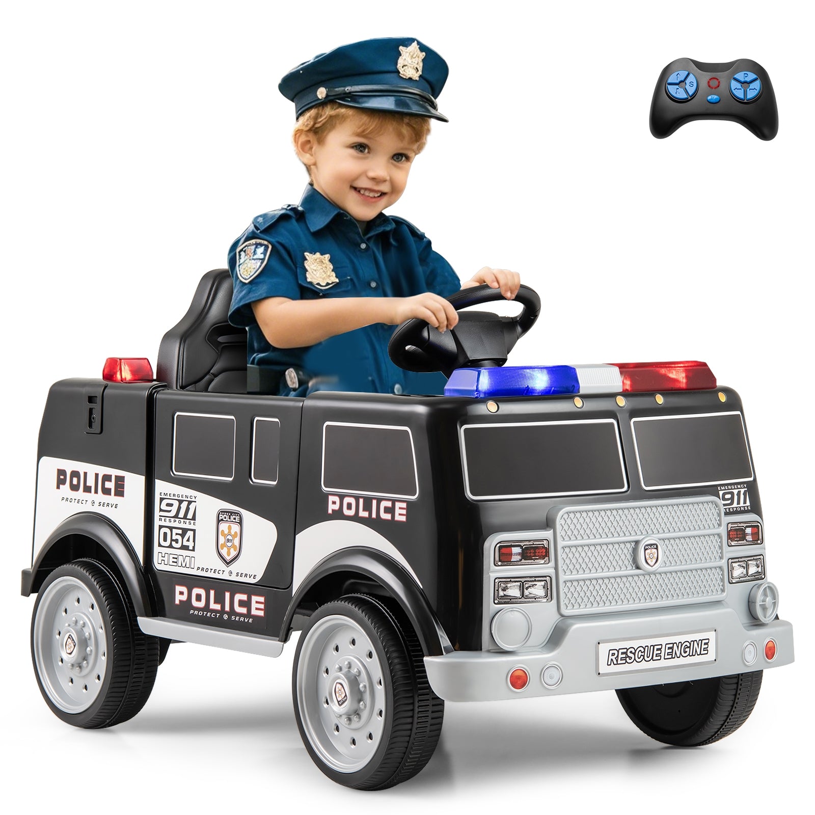 12V Battery Powered Electric Vehicle with 3 Speeds and Megaphone, Black Powered Ride On Toys at Gallery Canada