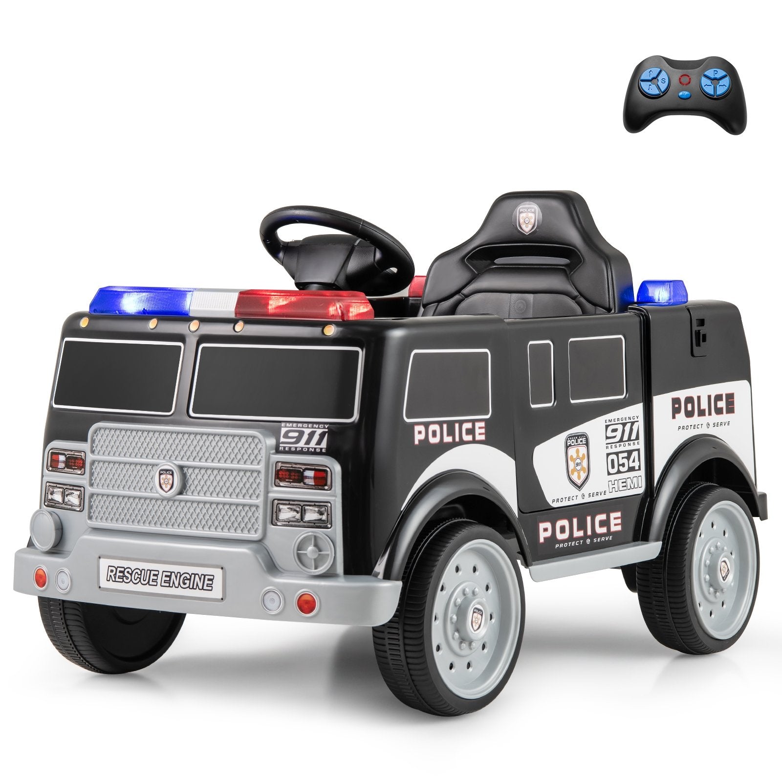 12V Battery Powered Electric Vehicle with 3 Speeds and Megaphone, Black Powered Ride On Toys Black at Gallery Canada