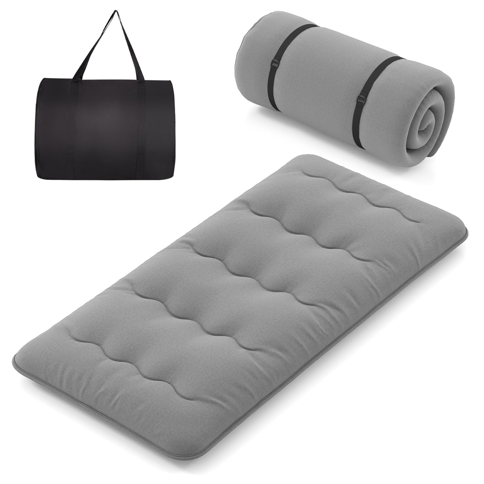 Futon Mattress with Washable Cover and Carry Bag-Twin Size, Gray Mattresses Gray  at Gallery Canada