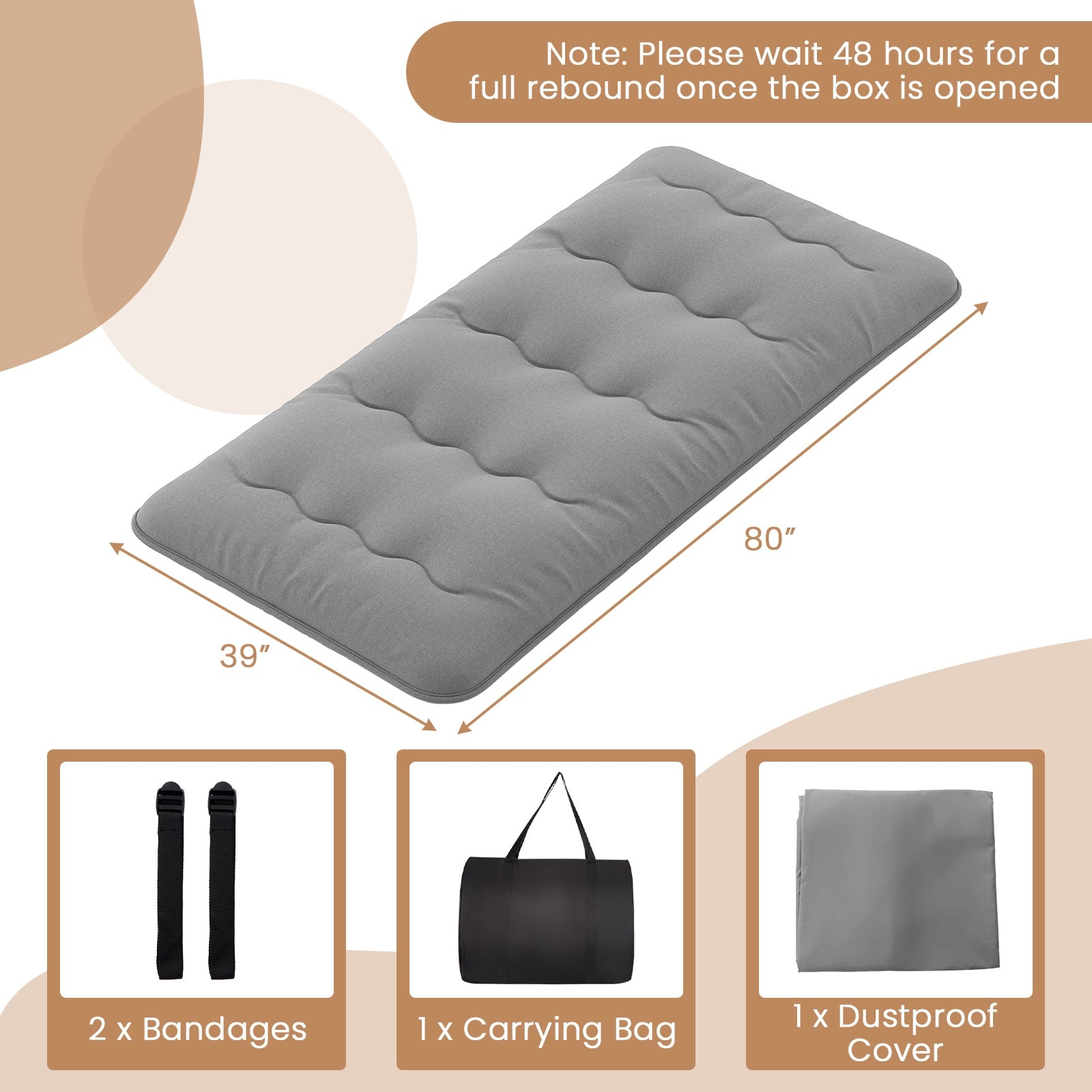 Futon Mattress with Washable Cover and Carry Bag-Twin Size, Gray Mattresses at Gallery Canada